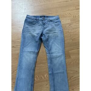 BKE Jeans 34x34 Alec Straight Fit Stretch Distressed Buckle Light Wash Faded